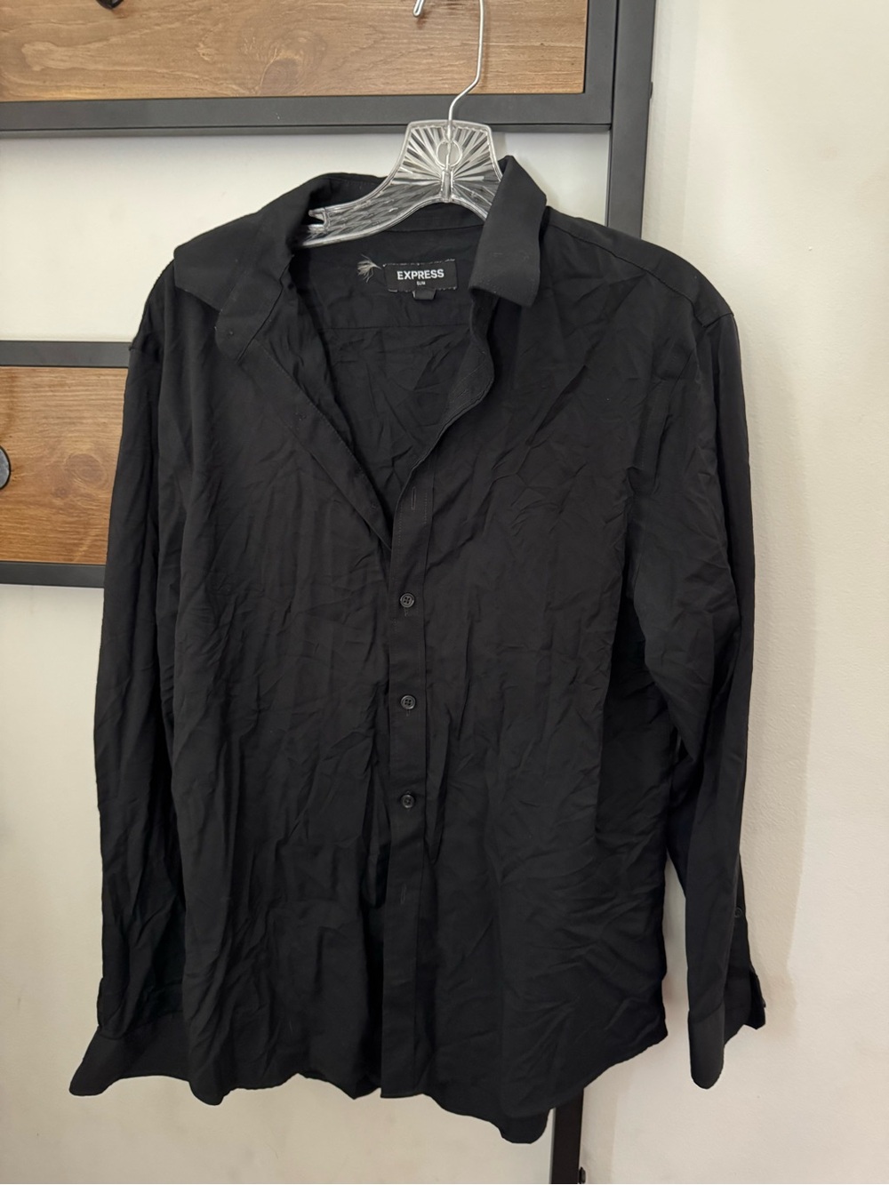 Express Men’s Black Long-Sleeve Button-Up Shirt